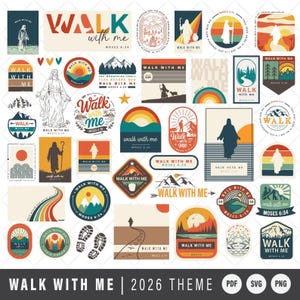 2026 "Walk With Me" LDS Youth Theme SVG | Clipart Set Bundle | Retro Printable Stickers |  PNG | Mormon | Personal Use