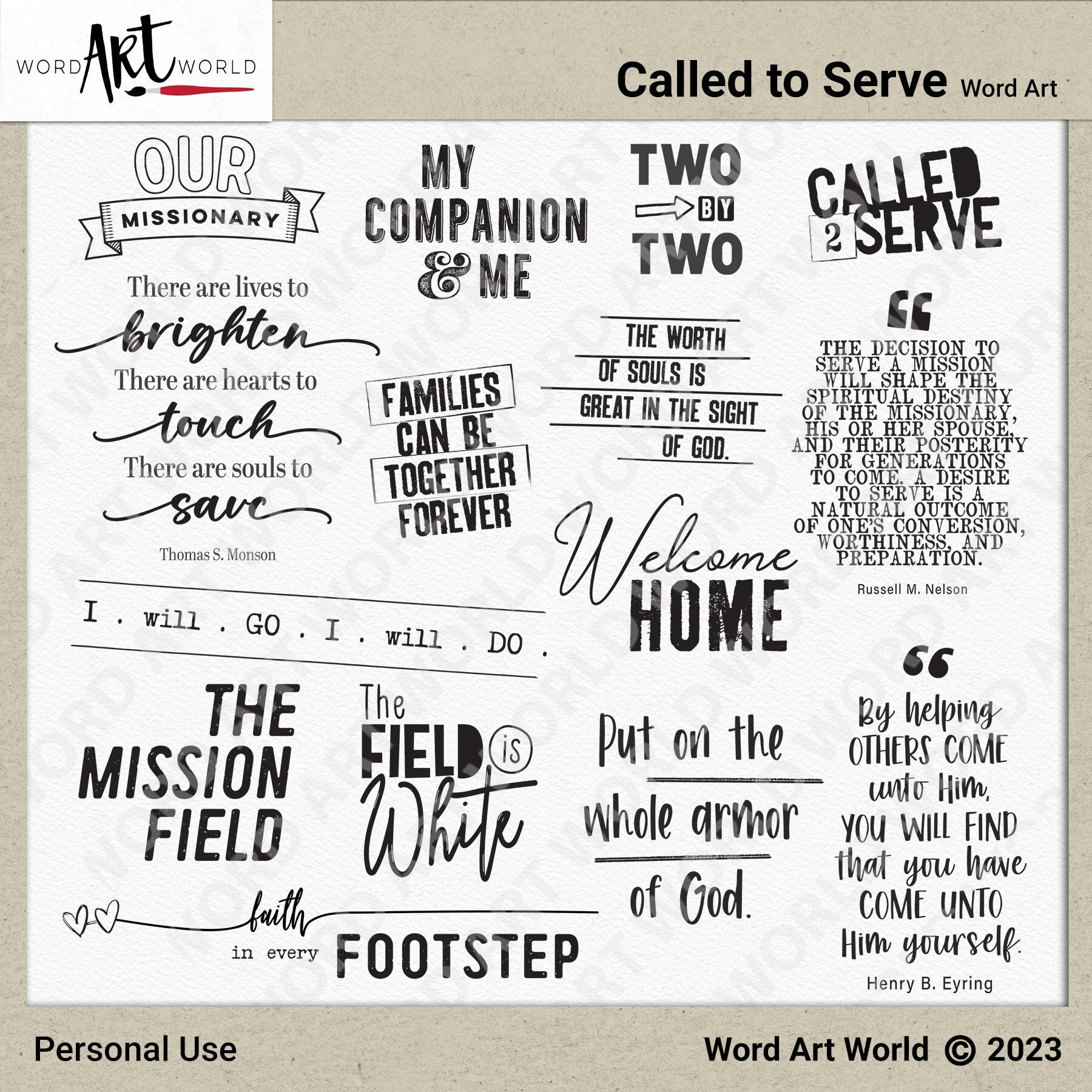 Digital and Printable Overlay Word Art Set Instant Download LDS ...