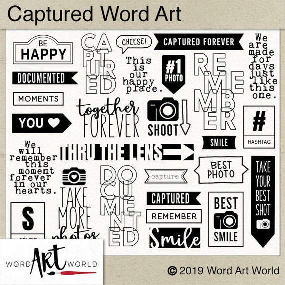 Digital and Printable Overlay Word Art Set - Instant Download - Photography Clip Art - Stamps - PNG - Scrapbooking - Personal Use