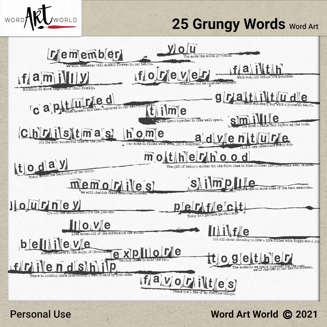 Digital and Printable Overlay Word Art Set Instant Download Etsy