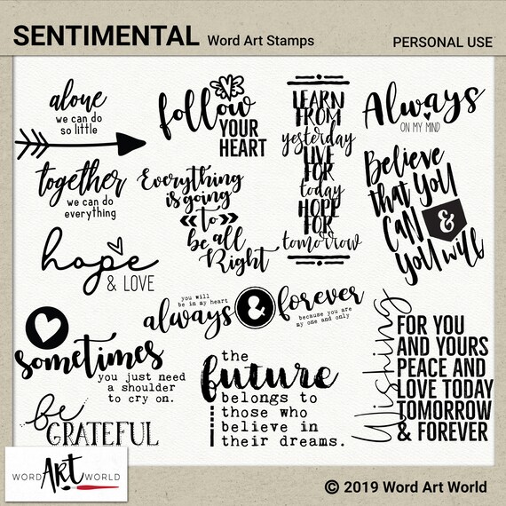 Digital and Printable Overlay Word Art Set - Instant Download - Sentiments Clip Art - Stamps - PNG - Scrapbooking - Personal Use