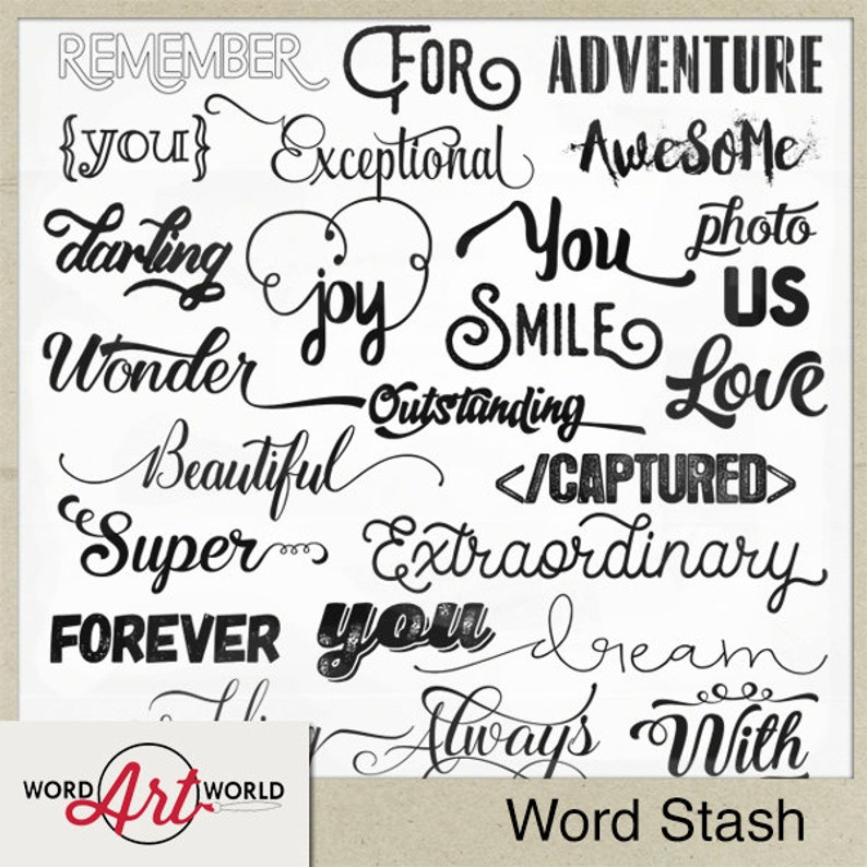 Digital and Printable Overlay Word Art Set Instant Download Etsy