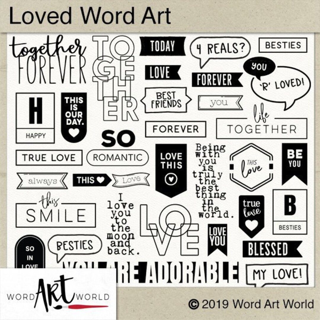 Digital and Printable Overlay Word Art Set Instant Download - Etsy