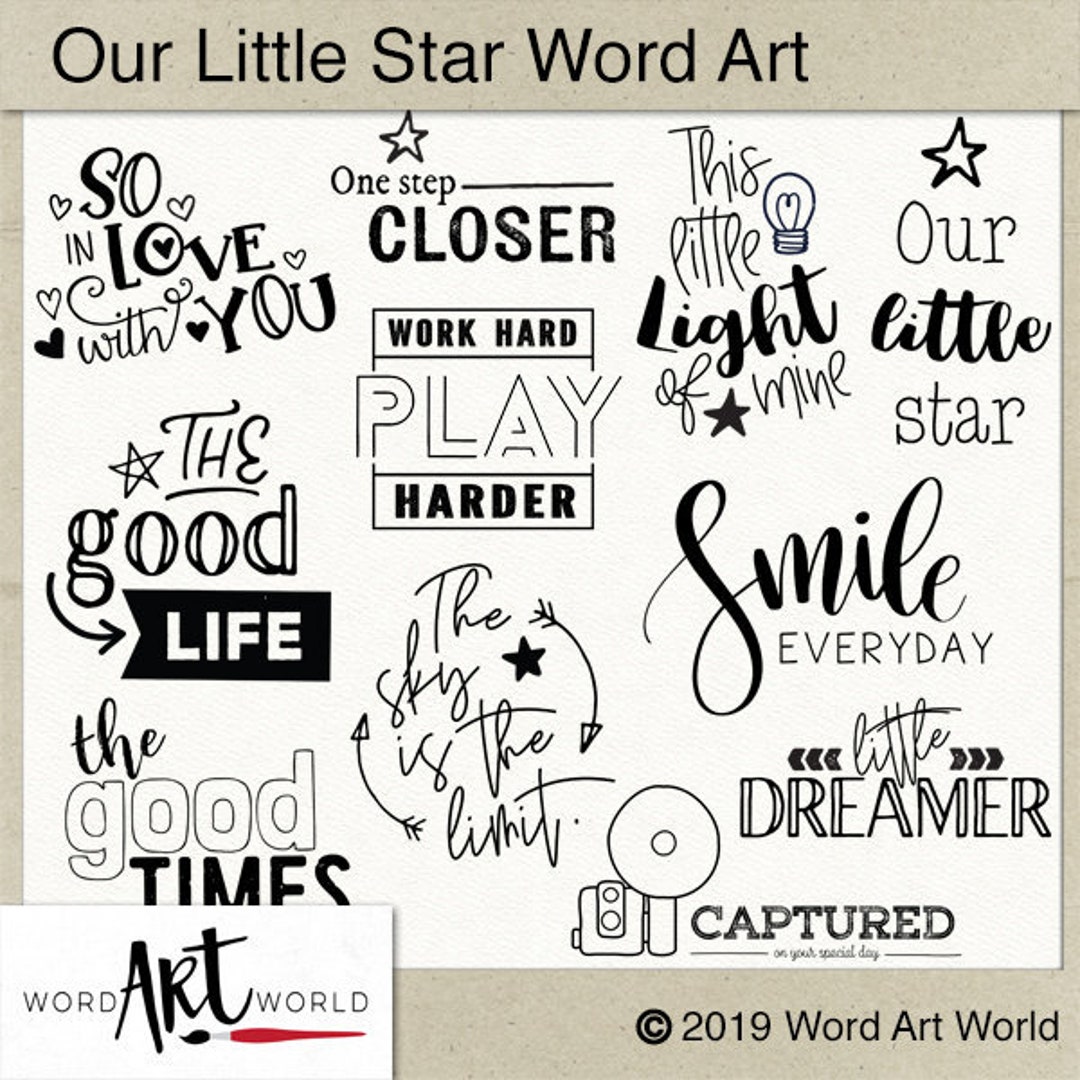 Digital and Printable Overlay Word Art Set - Instant Download - Kids