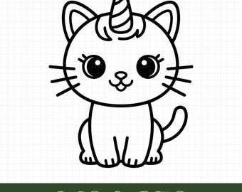 Jednorożec kot SVG, kotorogi SVG, słodki jednorożec kot, kawaii kot SVG, projekt SVG dla dzieci, magiczny kot SVG, kot Cricut SVG, clipart jednorożca kot
