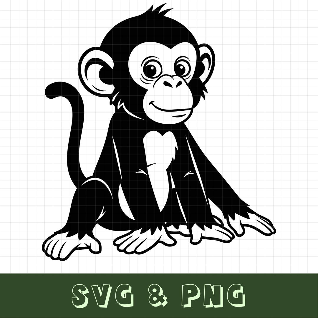 Chimpanzee SVG, PNG, Chimp Lover Gift, Baby Chimp Svg, Jungle Monkey ...