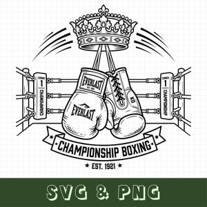 Boxningshandskar Crown SVG, PNG, Boxare Gåva, Boxningsring Est 1921 Svg, KO Wildlife Sports, Gym Shirt Väggdekor Fil, Cricut Silhouette