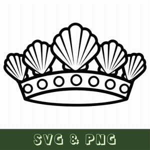 Seashell Crown SVG, PNG, Mermaid Crown Lover Gift, Ocean Crown Svg, Shell Tiara Svg,Beach Queen,Mermaid Gift,Under The Sea,Cricut Silhouette