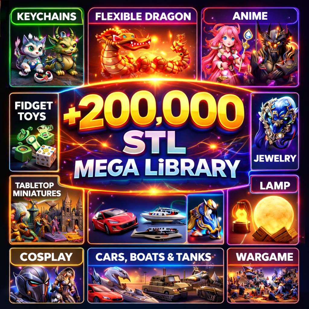 Mega Library 200,000 STL Files Mega Library | Instant Download 3D Print Bundle ...