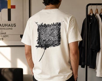 Arabic Calligraphy Art Shirt, Abstract Ink Graphic Tee, Middle Eastern Typography T-Shirt, Artistic Back Print Shirt