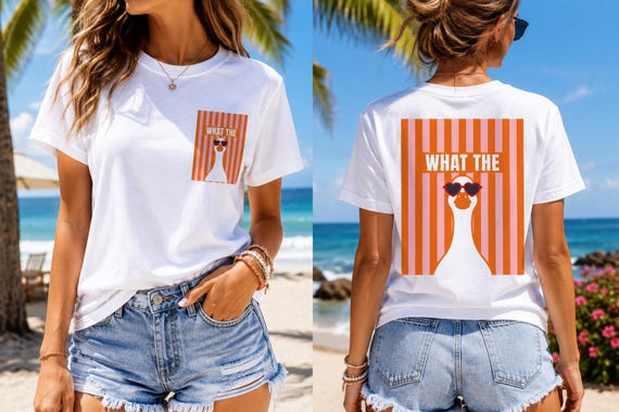 What The Duck Shirt, Funny Summer Tee, Retro Duck Sunglasses T-Shirt, Silly Goose Graphic Tee, Cute Striped Beach Shirt