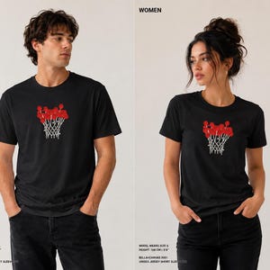 Red Roses Basketball Hoop T-Shirt | Floral Sports Graphic Tee