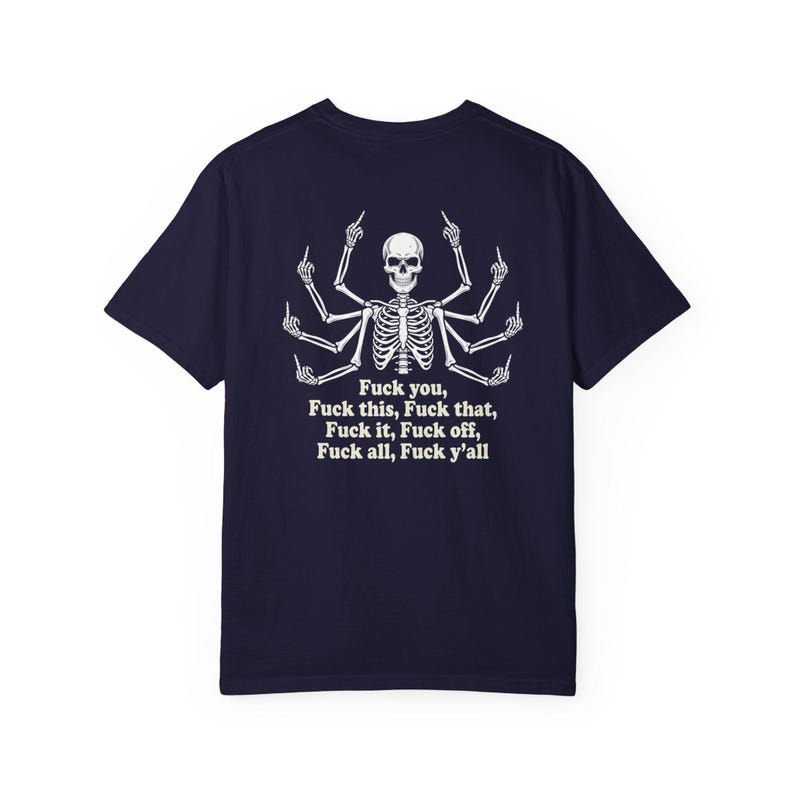 Multi Armed Skeleton Middle Finger Shirt, Sarcastic Skeleton Tee, Edgy Streetwear Tshirt, Funny Dark Humor Shirt, Skeleton Graphic Tee Black image 17