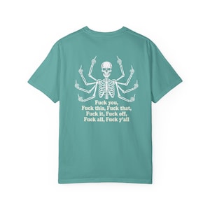 Multi Armed Skeleton Middle Finger Shirt, Sarcastic Skeleton Tee, Edgy Streetwear Tshirt, Funny Dark Humor Shirt, Skeleton Graphic Tee Black image 6