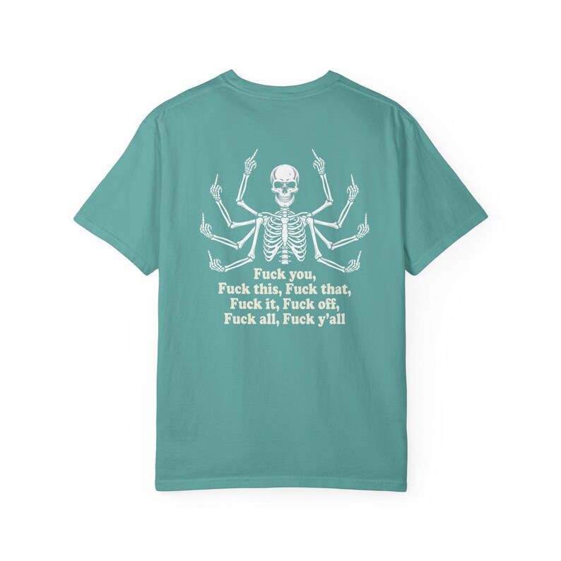 Multi Armed Skeleton Middle Finger Shirt, Sarcastic Skeleton Tee, Edgy Streetwear Tshirt, Funny Dark Humor Shirt, Skeleton Graphic Tee Black image 6