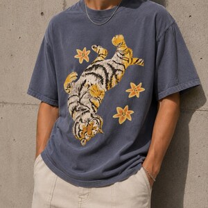 Lazy Tiger Shirt | Cute Sleeping Tiger T-Shirt | Vintage Animal Graphic Tee | Cozy Cat Lover Shirt | Comfort Colors 1717 Unisex Tee Gift image 3