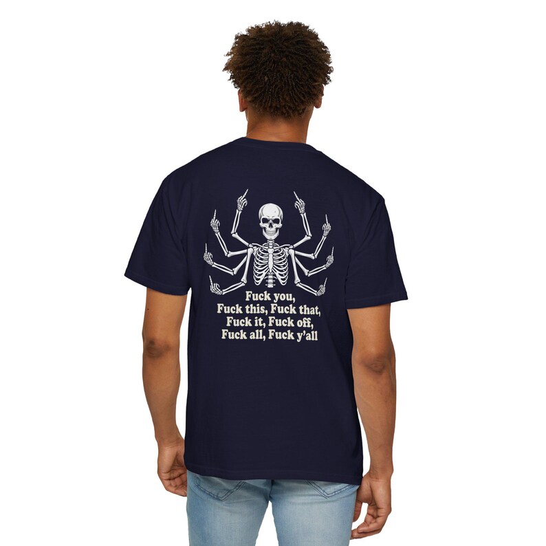 Multi Armed Skeleton Middle Finger Shirt, Sarcastic Skeleton Tee, Edgy Streetwear Tshirt, Funny Dark Humor Shirt, Skeleton Graphic Tee Black image 18