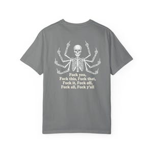 Multi Armed Skeleton Middle Finger Shirt, Sarcastic Skeleton Tee, Edgy Streetwear Tshirt, Funny Dark Humor Shirt, Skeleton Graphic Tee Black image 11