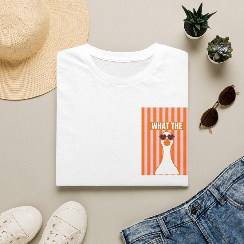 What The Duck Shirt, Funny Summer Tee, Retro Duck Sunglasses T-Shirt, Silly Goose Graphic Tee, Cute Striped Beach Shirt image 5