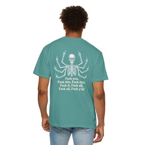 Multi Armed Skeleton Middle Finger Shirt, Sarcastic Skeleton Tee, Edgy Streetwear Tshirt, Funny Dark Humor Shirt, Skeleton Graphic Tee Black image 5