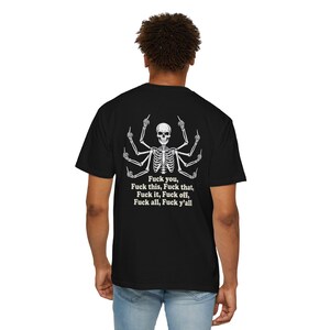 Multi Armed Skeleton Middle Finger Shirt, Sarcastic Skeleton Tee, Edgy Streetwear Tshirt, Funny Dark Humor Shirt, Skeleton Graphic Tee Black image 16
