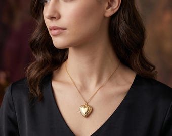 18K Gold Filled Heart Locket Necklace | Photo Pendant, Tarnish-Resistant, Everyday Jewelry