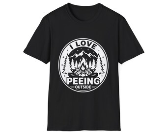 I Love Peeing Outside T-Shirt | Camping Campfire Mountains Graphic
