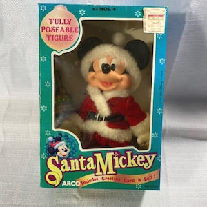 Vintage Santa Mickey Mouse Fully Poseable Figure Arco Toys Mattel 6333 Boxed image 1
