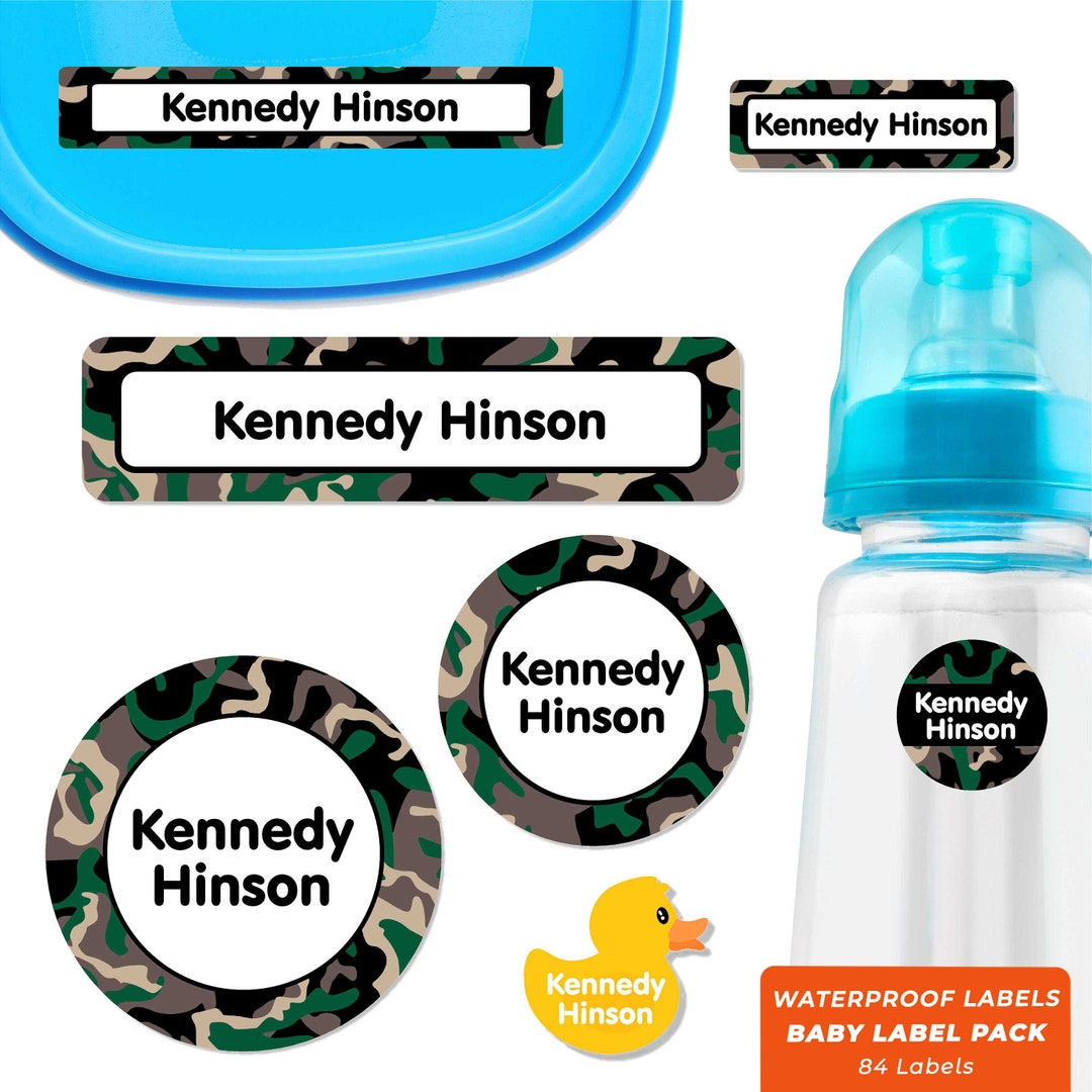Baby Name Label Pack Camo 20 Colors Etsy