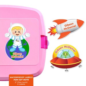 Fun Cut Outs, Name Labels for Kids Water Bottles, Astronaut (Boy or Girl)