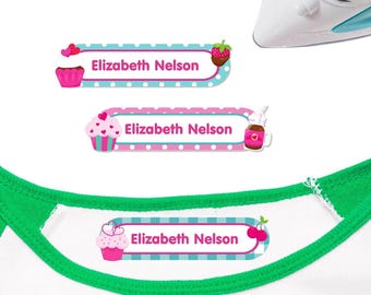 Large Iron On Clothes Name Labels | Customized Cupcake Design Name Tags
