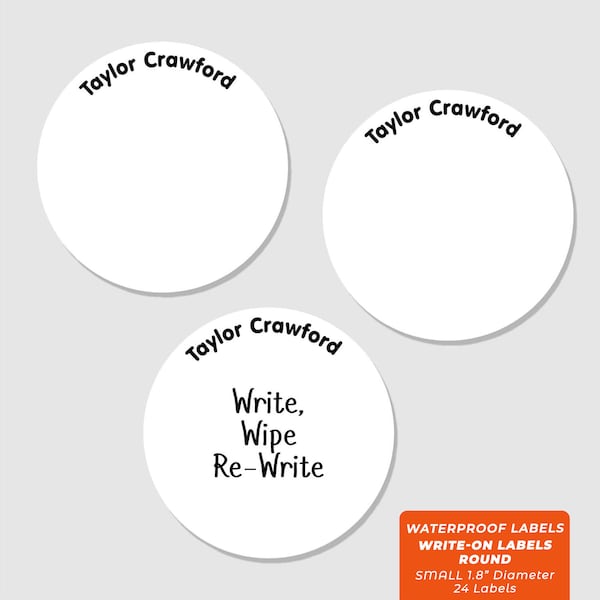 Write-On Labels (6 Sizes), Simply White (20+ Colors)