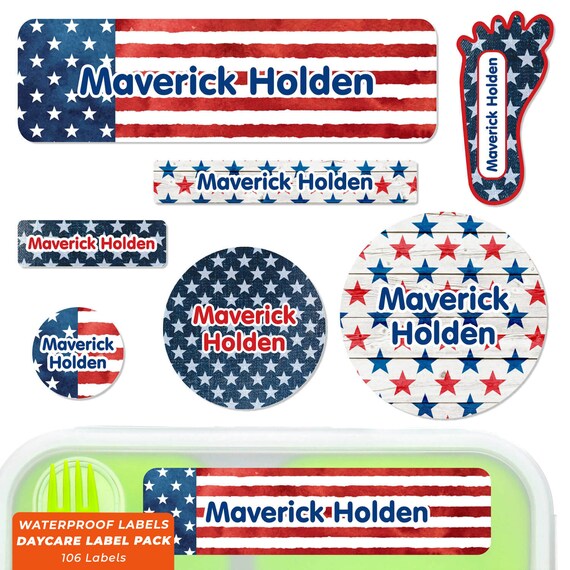 Daycare Name Label Pack Stars and Stripes Etsy