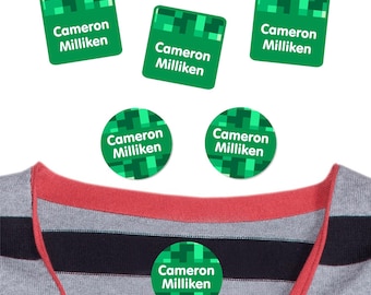 Personalized Clothing Labels | Iron-On or Stick-On Name Tags, Pixels (15 Colors)