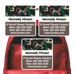Emergency Contact Stickers, Camo (20+ Colors)
