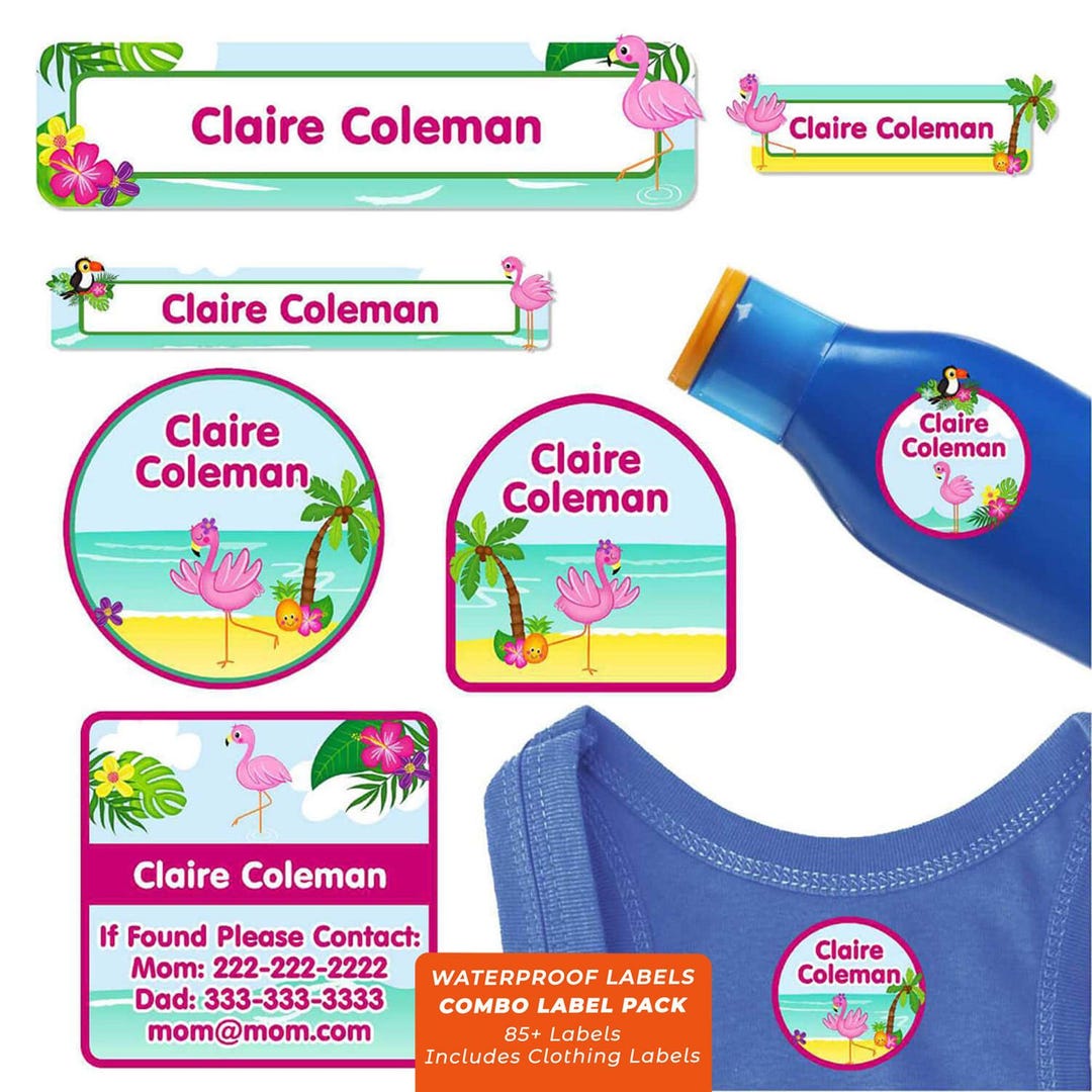 Camp Labels Pack With Camp Clothing Labels, Flamingos - Etsy