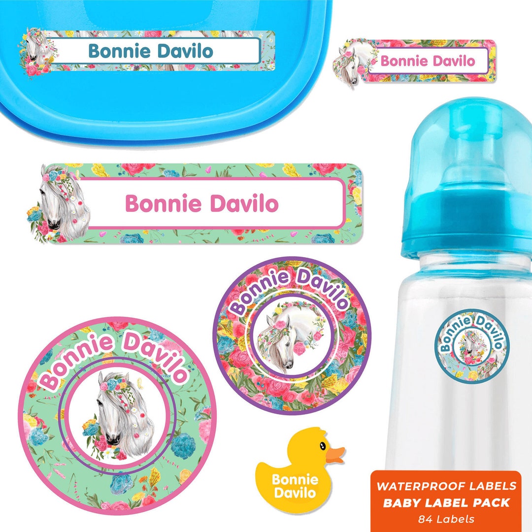 Baby Name Label Pack Horses Etsy