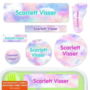 Daycare Label Pack, Name Labels for Daycare, Clouds