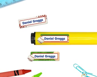 Rectangle Name Stickers (4 Sizes), Baseball