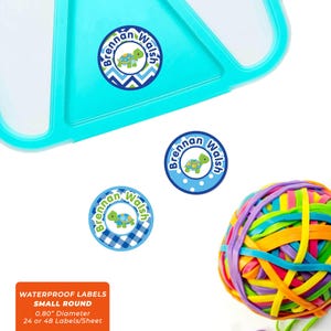 Etichette rotonde (3 misure), tartarughe (blu)