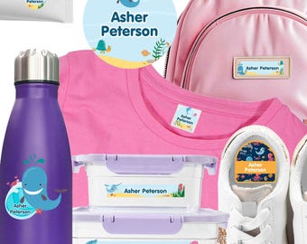 Personalisierte Lageraufkleber | Aufkleber für Kleidung, Schuhe, Ausrüstung (Wassertiere)