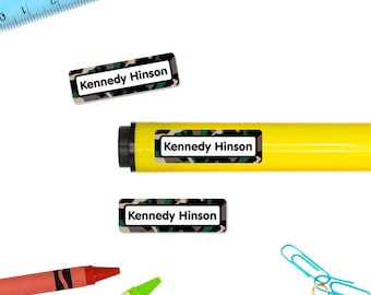 Rectangle Name Stickers (4 Sizes), Camo (20+ Colors)