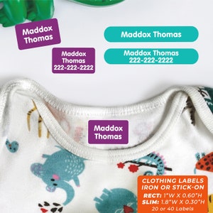 Clothing Labels - Iron or Stick On, Simply Solid (20+ Colors)