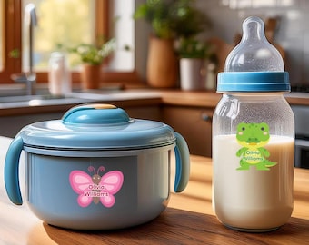 Personalized Animal Name Labels for Baby Bottles | Waterproof Daycare Stickers