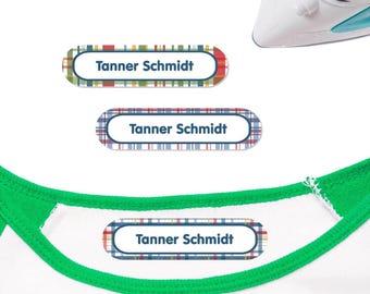 Large Iron On Name Labels | Customized Plaid Clothing Tags