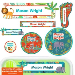 Daycare Label Pack, Name Labels for Daycare, Jungle