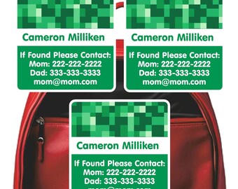 Emergency Contact Stickers, Pixels (15 Colors)