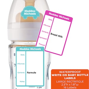 Baby Bottle Labels, Rectangle, Large - Solid