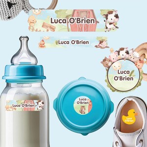 Baby Labels Pack, Baby Labels for Daycare, Barnyard Buddies