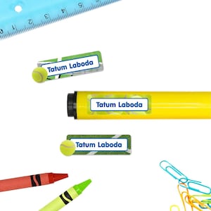 Rectangle Name Stickers (4 Sizes), Tennis (2 Colors)
